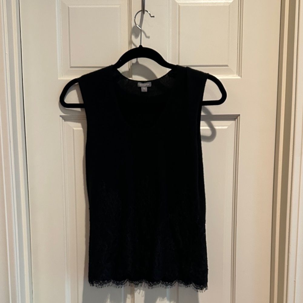 Ann Taylor Black Cashmere and Lace Shell